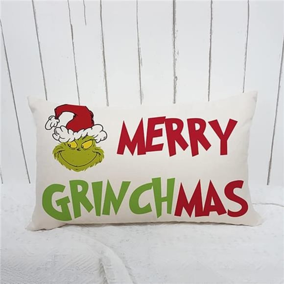 Merry Christmas Pillow Cover Christmas Cushion Cover Linen 20 x 12 Inches - Picture 2 of 6